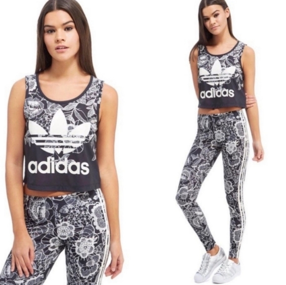 ADIDAS x FARM Rio Florido Black White 2018 Ltd Ed Lace Webs Track Leggings XS - Picture 2 of 14